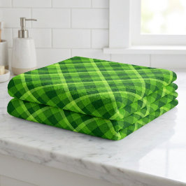 Mooie groene geruite badhanddoek van hout