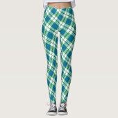 Mooie groene geruite yogabroek leggings (Voorkant)