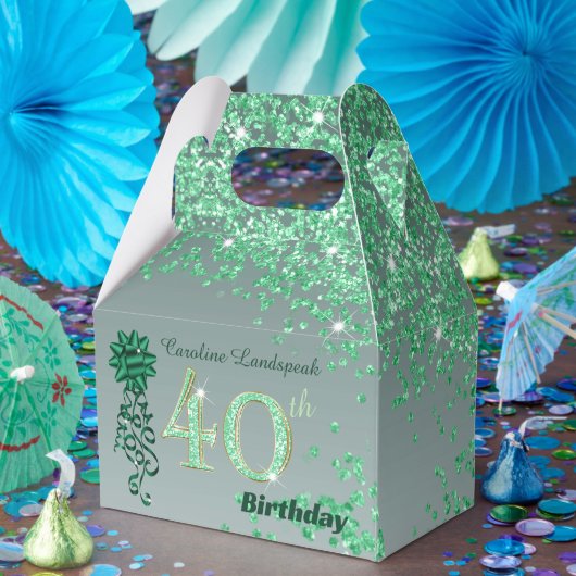 Mooie groene glitter & lint 40e verjaardag bedankdoosjes (Feest)