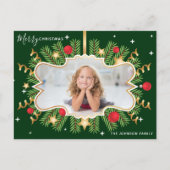 Mooie groene goudfoto met prettig kerstfeest briefkaart (Voorkant)