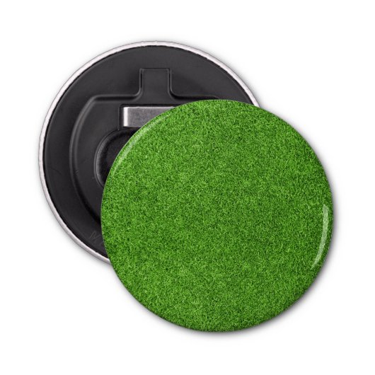 Mooie groene grastextuur vanaf golfbaan button flesopener (Voorkant)
