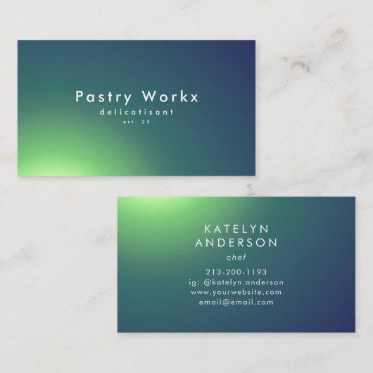 Mooie groene grijze gradiënt visitekaartje (Voorkant / Achterkant)