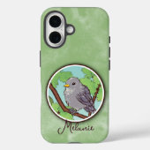 Mooie groene grijze vogel Schildering Aangepaste n Case-Mate iPhone Case (Achterkant)