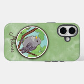 Mooie groene grijze vogel Schildering Aangepaste n Case-Mate iPhone Case (Achterkant (horizontaal))