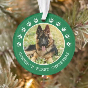 Mooie groene hondenpootafdrukken fotolijst Kerstmi Ornament