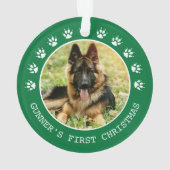 Mooie groene hondenpootafdrukken fotolijst Kerstmi Ornament (achterkant)