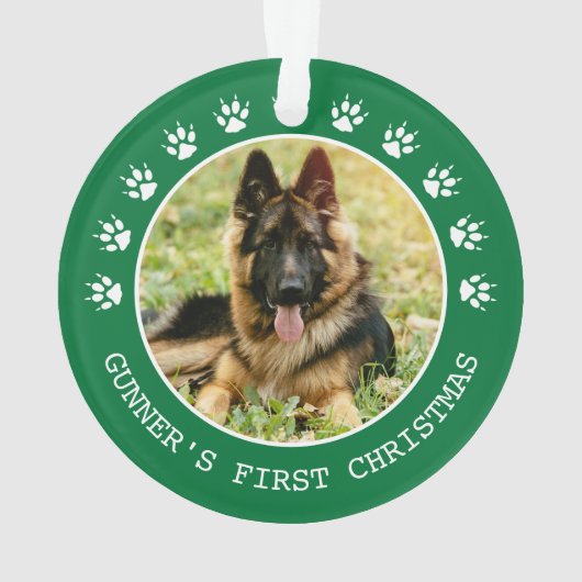 Mooie groene hondenpootafdrukken fotolijst Kerstmi Ornament (achterkant)