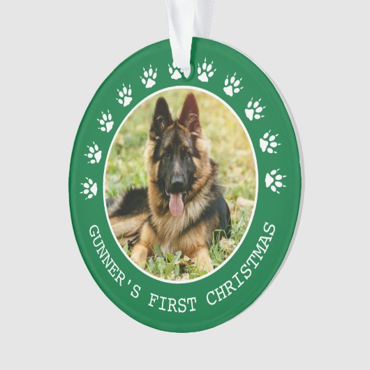 Mooie groene hondenpootafdrukken fotolijst Kerstmi Ornament (voorkant)
