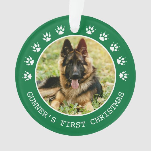 Mooie groene hondenpootafdrukken fotolijst Kerstmi Ornament (voorkant)