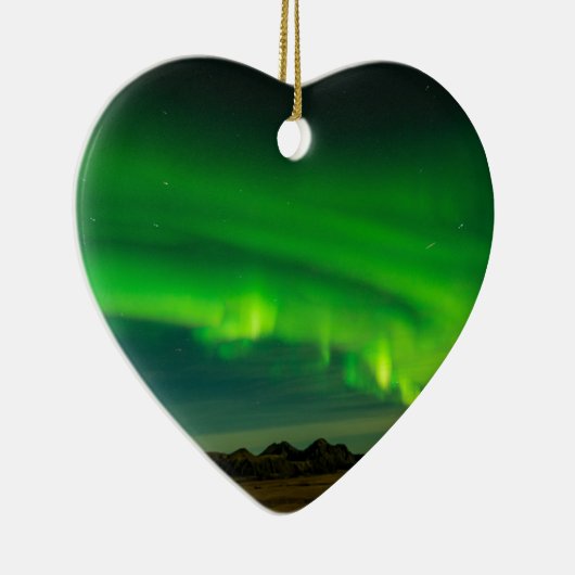 Mooie groene IJslandse noordelijke lichten Keramisch Ornament (Rechts)