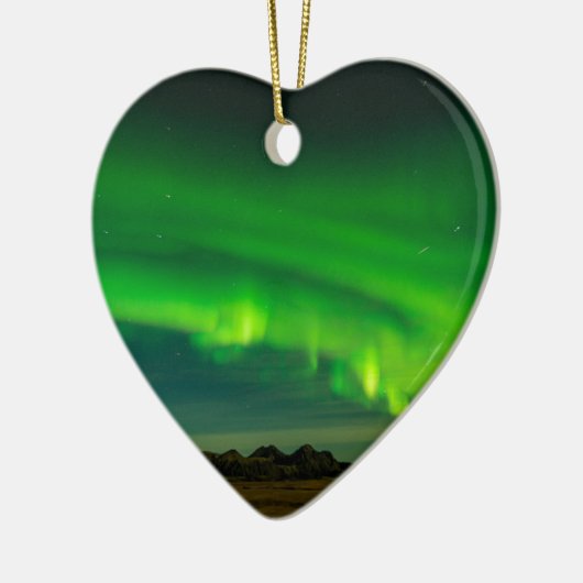 Mooie groene IJslandse noordelijke lichten Keramisch Ornament (Links)