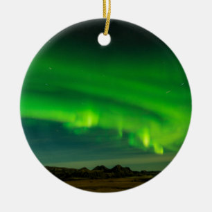 Mooie groene IJslandse noordelijke lichten Keramisch Ornament