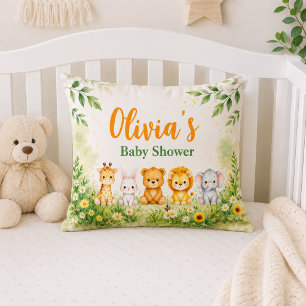 Mooie groene jungle dieren baby shower decoraties kussen