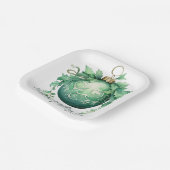 Mooie groene kerstbal sneeuwval papieren bordje (Gebogen)