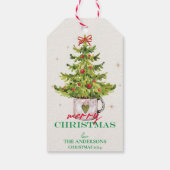 Mooie groene kerstboom in pot Kerstfeest cadeautje Cadeaulabel (Achterkant)