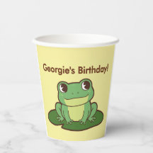 Mooie groene kikker verjaardagsfeestje papieren be