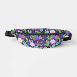 Mooie Groene Kikkers Paarse Monogram Fanny Pack Heuptasje