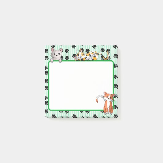 Mooie Groene kleur met poten schattige kittens Post-it® Notes (Voorkant)