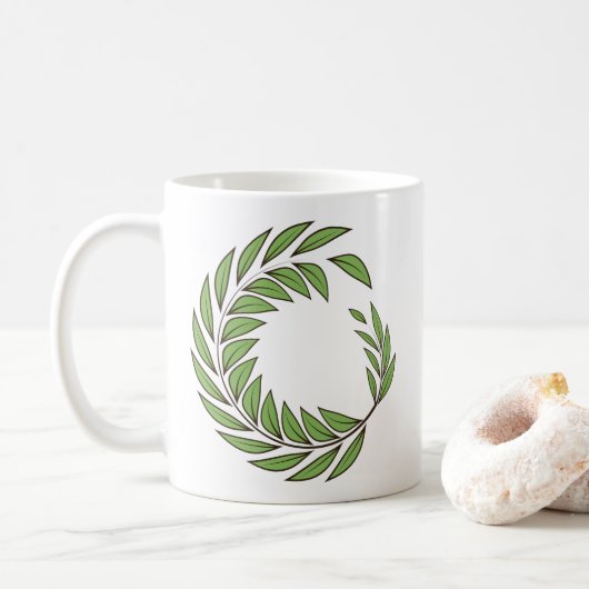 Mooie groene lauwerkrans. koffiemok (Met donut)