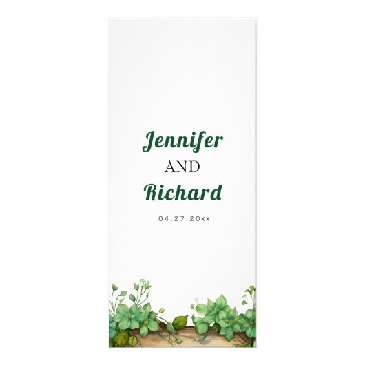 Mooie groene lente bruiloft menukaart reclamekaart (Achterkant)