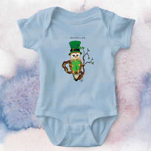 Mooie groene leuke Ierse uil Illustratie Romper