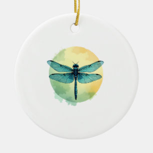 Mooie groene libel aquarel kunst insecten liefhebb keramisch ornament