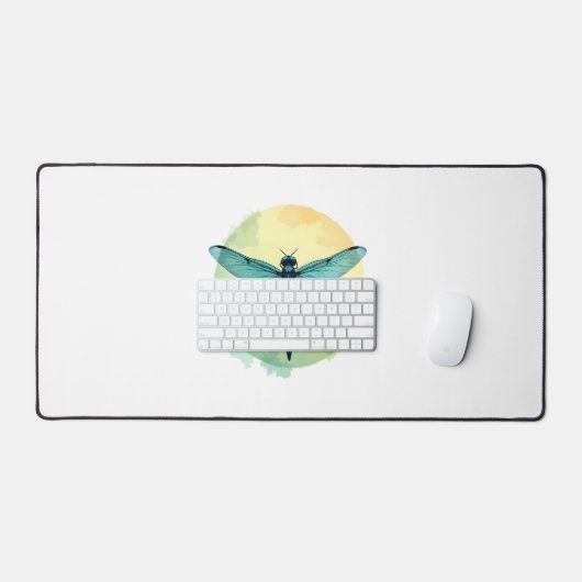 Mooie groene libel Waterverf Art Insect Lo Bureaumat (Keyboard & Muis)