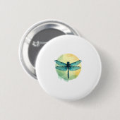 Mooie groene libel Waterverf Art Insect Lo Ronde Button 5,7 Cm (Voorkant /achterkant)