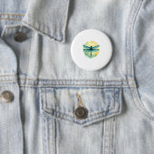Mooie groene libel Waterverf Art Insect Lo Ronde Button 5,7 Cm (In situ)