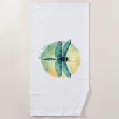 Mooie groene libel Waterverf Art Insect Lo Strandlaken (Voorkant)