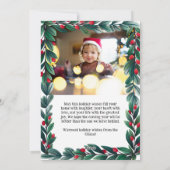 Mooie groene lijst Prettig Kerstmis 2 foto's Feestdagenkaart (Achterkant)