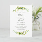 Mooie groene loof bruiloft uitnodiging (Staand voorkant)