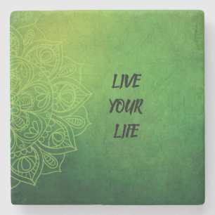 Mooie groene Mandala met Quote Stenen Onderzetter