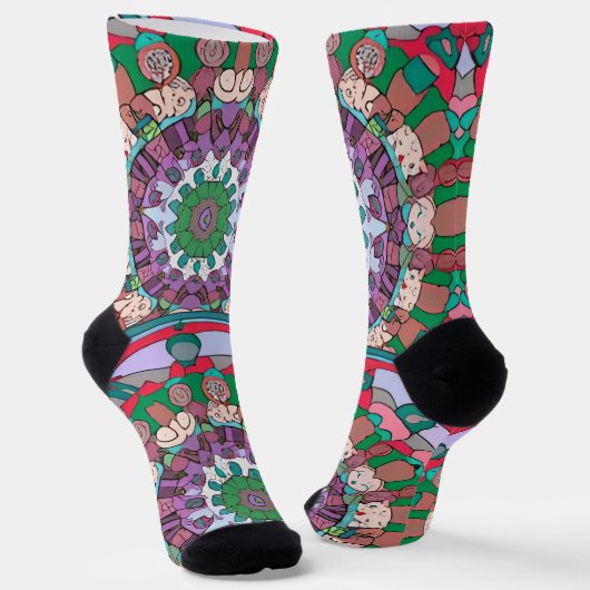 Mooie groene mandala Socks Sokken (Gebogen)