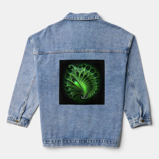 Mooie groene Mandelbrot Denim Jacket (Achterkant)
