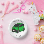Mooie groene micro-auto papieren kommen (Feest)