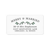 Mooie groene Mistletoe Merry, gehuwd kerstfeest Etiket (Voorkant)