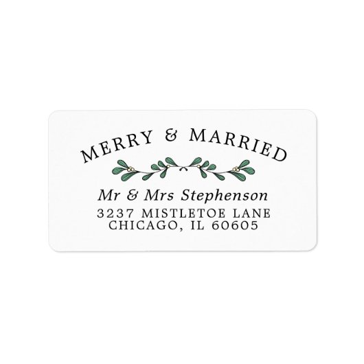 Mooie groene Mistletoe Merry, gehuwd kerstfeest Etiket (Voorkant)