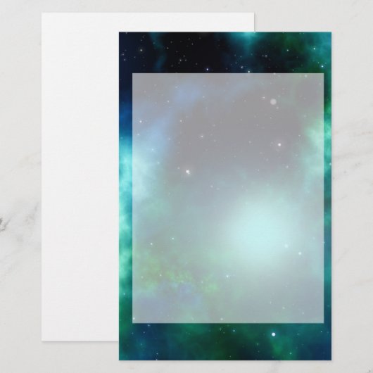 Mooie groene nebula gevuld met sterren briefpapier (Voorkant / Achterkant)