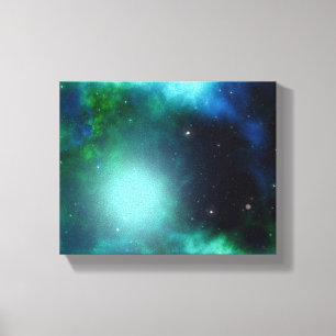 Mooie groene nebula gevuld met sterren canvas afdruk