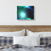 Mooie groene nebula gevuld met sterren canvas afdruk (Insitu (Slaapkamer))