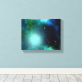 Mooie groene nebula gevuld met sterren canvas afdruk (Insitu (Houten vloer))