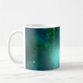 Mooie groene nebula gevuld met sterren koffiemok (Links)