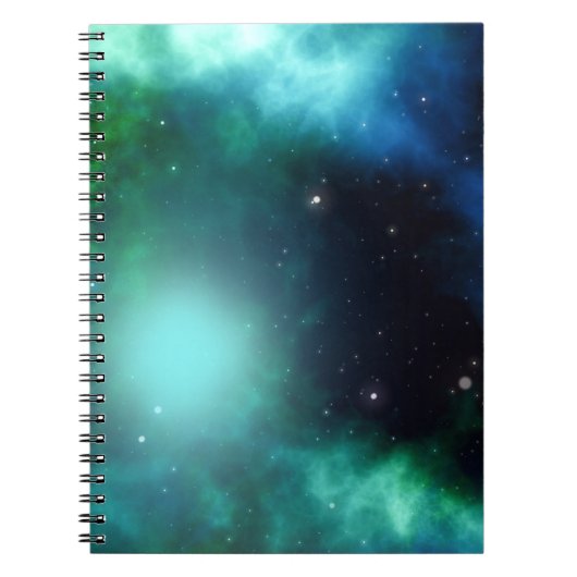 Mooie groene nebula gevuld met sterren notitieboek (Voorkant)