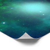 Mooie groene nebula gevuld met sterren poster (Hoek)