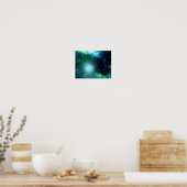 Mooie groene nebula gevuld met sterren poster (Keuken)