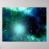 Mooie groene nebula gevuld met sterren poster (Voorkant)