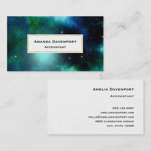 Mooie groene nebula gevuld met sterren visitekaartje (Voorkant / Achterkant)