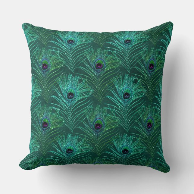 Mooie groene pauw textuur glitterskussen  kussen (Voorkant)