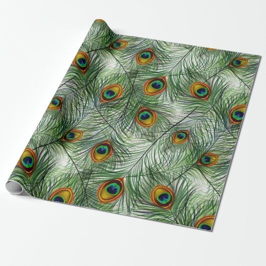 Mooie groene Peacock-doether Cadeaupapier (Uitgerold)